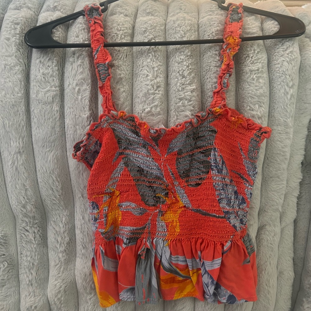 Floral Smocked Red Top